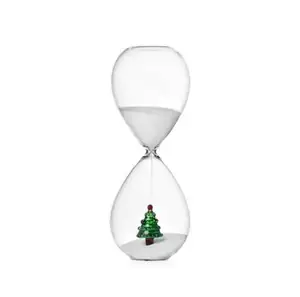 Vente en gros, horloge de sable personnalisée, minuterie de sablier pour décoration de bureau avec arbre de noël 3D