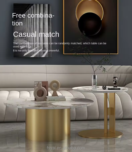 Giá Rẻ Thông Minh Hiện Đại Màu Đen Phòng Ngủ Bằng Đá Cẩm Thạch Đặt Bàn Cà Phê Để Bàn Ăn Trắng Và Vàng Bên Bàn Cà Phê - Product Image 3