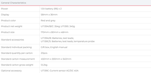 Multímetro Digital de Verdadero Valor Eficaz (RMS) Serie UNI-T UT139E con Rango Automático, NCV, VFC, Portátil, para Mantenimiento de Circuitos Industriales - Product Image 6