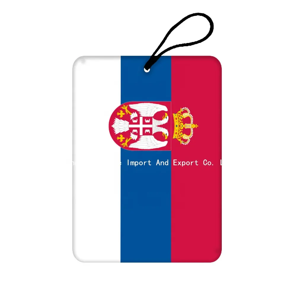 גבוהה באיכות הטובה ביותר מחיר סרביה מדינה דגל רכב מטהר אוויר לטווח ארוך ניחוח נייר כרטיס מכונית בושם