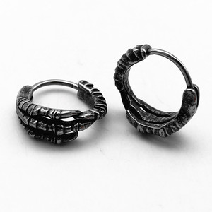 yunnique Skeleton Huggie <b>Earrings</b> Tibetan Silver Titanium Steel Geometric Design Fashion <b>Cuff</b> <b>Earrings</b> - Product Image 2