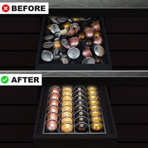 Soporte de almacenamiento de cápsulas de café de bambú inserto de cajón para mostrador Compatible con cápsulas <span class=keywords><strong>Nespresso</strong></span> <span class=keywords><strong>Vertuo</strong></span> Vertuoline para Cocina - Product Image 5