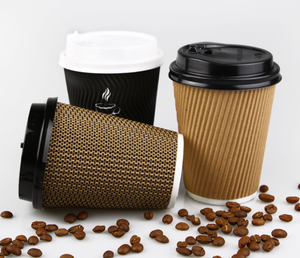 8oz 12oz 16oz conception personnalisée à <span class=keywords><strong>triple</strong></span> paroi tasses en papier ondulation tasses à café en papier peint ondulé - Product Image 2
