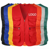 Veste de journaliste en gros Gilet d'activité bénévole de travail sans manches de supermarché Gilet multi-poches OEM personnalisé