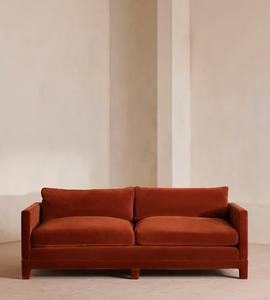 Divano Compatto a 2 Posti in Velluto Arancione Ricco, Moderno ed Elegante, Confortevole e Stiloso per Spazi Interni - Product Image 4