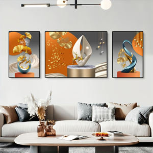 Decorazione per <span class=keywords><strong>Soggiorno</strong></span>, Poster di Lusso su Tela Dorata, Cornice Artistica Moderna, Arte Astratta in Cristallo e Porcellana, Quadro da <span class=keywords><strong>Parete</strong></span> - Product Image 6