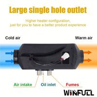 Nouveau Chauffage d'appoint Diesel WIN FULL 5KW avec Télécommande et Écran LCD 12V/24V en ABS Noir Garantie d'un an pour Voitures et Bateaux