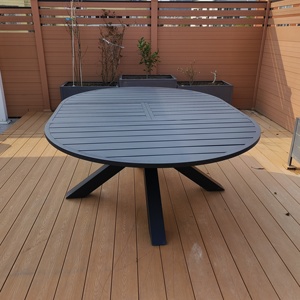 आउटडोर एक्सटेंडेबल एल्यूमीनियम फ्रेम राउंड डाइनिंग टेबल सेट आउटडोर मनोरंजन के लिए - Product Image 2