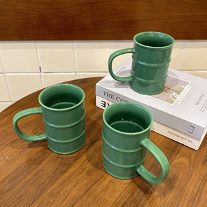 Personalized logo Green Oil <b>Drum</b> Coffee Mug Creative Ceramic Oil Barrel Mug - Product Image 6