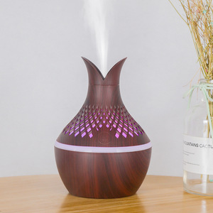 Wood Grain Aroma Diffuser 300Ml Ultrasonic <b>Humidifier</b> With Led Light For Home Use - Product Image 2