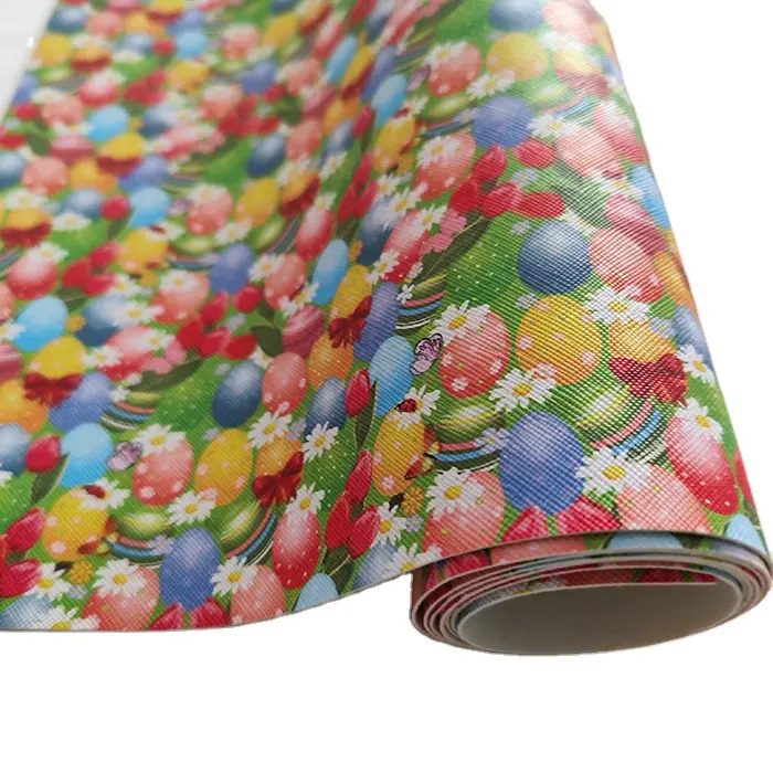 12*54 Inch/Roll Customized Digital Printed Vinyl Synthetic Faux Leather For Bags Bow Tie Leather Material