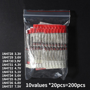 Kit de diodes Zener 200 pièces 1W, régulateurs de tension 1N4728A 1N4729A 1N4730A 1N4731A 1N4732A 1N4733A 1N4734A <span class=keywords><strong>1N4735</strong></span> 3.3V-7.5V - Product Image 6