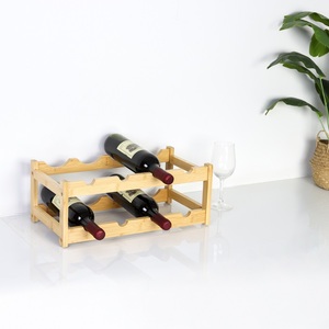 Range-bouteilles autoportant en bambou à 2 niveaux pour 8 bouteilles, support de comptoir, étagère de rangement pour cuisine, bar, garde-manger - Product Image 3