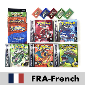 Cartouche de jeu manuelle FRA French IC SAVE pour GBA, couleurs Vert Feuille, Rouge Feu, Rubis, Émeraude, SAPHIR, avec boîte et plateau - Product Image 1
