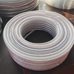 Tube en vinyle tressé non toxique de qualité alimentaire souple 1/2 "tuyau d'eau transparent fibre de PVC tressé Flexible