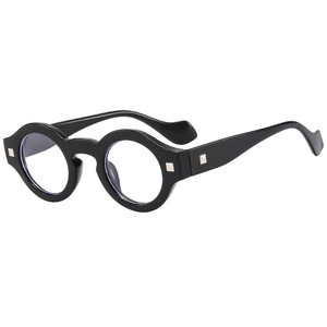 2026 Vintage Rivets Small Round Sunglasses Women Men Metal Hinge Glasses Thick <strong>Frame</strong> <strong>Grey</strong> Transparent Anti Blue Light Eyewear - Product Image 6