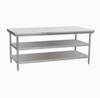 Table de travail personnalisable en acier inoxydable 201/304, résistante à la corrosion, à 4 roues, surface polie, capacité de charge de 300 kg/m, cuisines commerciales