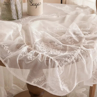 Nappe de table ronde en dentelle brodée style Rococo, motif découpé, pour décoration intérieure, fête, vente en gros, blanc et vert, France INS