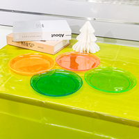 YACHEN 4 pièces/paquet néon fête fournitures 7.5 pouces jetables en plastique néon plaques pour anniversaire mariage néon fête décorations