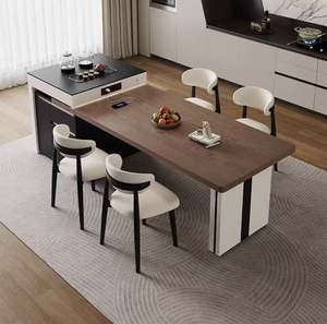 Mesa de Comedor de Estilo Moderno y Minimalista con Tablero de Roca, Mesa de Comedor de Madera Maciza Multifuncional y Extensible para el Hogar - Product Image 1