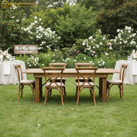 Mesa de Granja Plegable de Madera de Pino Macizo Rectangular de 8' X 40', Estilo Rústico Antiguo, Hecha a Mano, con Patas Rectas, para Alquiler de Eventos y Banquetes de Boda