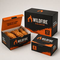 Boîte en papier jetable personnalisée avec logo OEM pour emballage alimentaire de hamburgers, poulet frit et frites, conteneur à emporter, marque privée pour restaurant