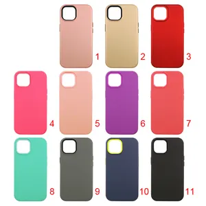 Casing ponsel warna Solid tiga-dalam-satu monokrom untuk iPhone Samsung Huawei