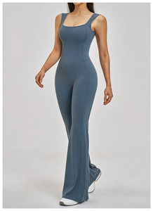 Tuta da yoga da <span class=keywords><strong>donna</strong></span>, intera, sportiva, <span class=keywords><strong>per</strong></span> esterni, con pantaloni svasati, effetto spazzolato, senza schienale, modellante, rossa - Product Image 6