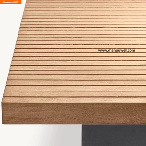 Table de cour moderne <span class=keywords><strong>en</strong></span> <span class=keywords><strong>teck</strong></span> finition soignée, rangées de lattes parallèles, lignes nettes, longue durée de vie - Product Image 3