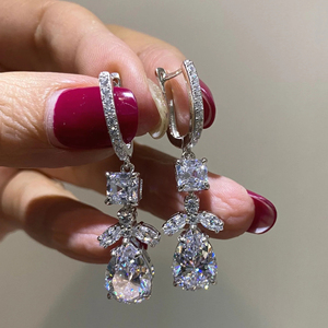 CAOSHI Boucles d'oreilles pendantes en zircon cubique pour femmes à la mode Boucles d'oreilles pendantes en CZ plaqué argent - Product Image 5