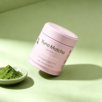 Boîte en métal ronde personnalisée pour matcha, 30g, avec joint intérieur et double couvercle, pour thé vert, café, épices