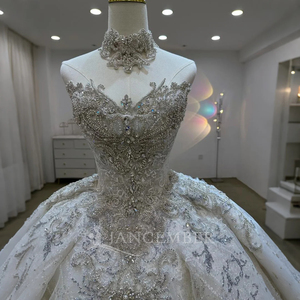 Robes de mariée intemporelles style robe de bal, en tulle blanc orné de strass, Lsjj53 Jancember - Product Image 2