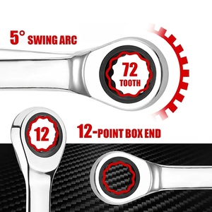 Durable 12pcs CRV 72-Tooth <b>Ratcheting</b> Combine <b>Spanner</b> Set Adjustable Head Ratchet Open End Wrench Set - Product Image 2