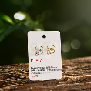 แหวนแฟชั่น สแตนเลส 316L ชุบทอง PVD ทนทาน เป็นมิตรต่อสิ่งแวดล้อม PLATA - Product Image 1