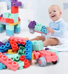 아기 장난감을위한 최고의 환영 패션 실리콘 부드러운 고무 빌딩 블록