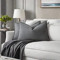 Housse de coussin décorative en coton lavé à bords festonnés, couleur unie, pour canapé, lit, décoration nordique pour la maison