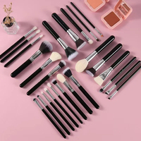 Kit de maquillage professionnel de haute qualité en bois noir, poils synthétiques, cuir PU, 25 pièces, ensemble de maquillage végétalien, crayon à lèvres plat, Ms.miau H5 Low