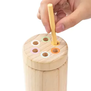 Wholesale TOP Bright Colorful Wooden Stick Tube Color Matching Game Wooden Educational Toys for kids