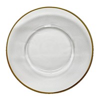 Assiette de dîner vintage en verre artisanal, écologique, transparente, en cristal, peinte à la main, motif écossais or, argent, rose