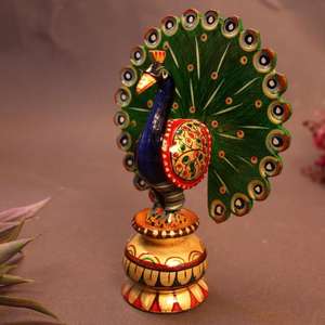 Figura de Pavo Real de Madera Hecha a Mano, Adorno Decorativo de Pavo Real Pintado a Mano para Decoración del Hogar, Adorno de Mesa y Artículo de Regalo - Product Image 3