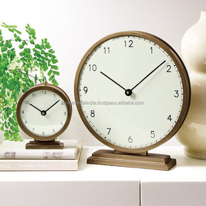 Horloge de table ronde, design minimaliste creux, décoration de table, aiguilles analogiques à quartz, argent, produit de qualité fabriqué en Inde - Product Image 3