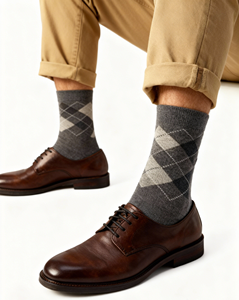 Chaussettes pour hommes à motif Argyle - Respirantes, séchage rapide, tissées en élasthanne/coton, ajustement doux et élastique, usage décontracté, professionnel et quotidien - Product Image 2
