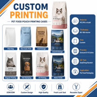 Sachet à fond plat imprimé sur mesure, scellé sur 4 côtés, résistant à l'humidité, refermable avec fermeture éclair, haute qualité pour aliments pour animaux (chiens et chats)