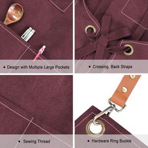 Delantal con espalda cruzada de tela vaquera de algodón Unisex con imagen personalizada y logotipo bordado, cintura de babero sin mangas personalizada para limpieza, refrigeración con bolsillos - Product Image 5