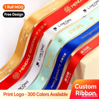 Ruban en satin ou gros-grain personnalisable pour emballages cadeaux, bouquets floraux, avec texte personnalisé, noms ou logos en feuille d'or