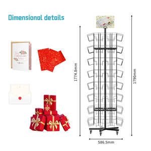 8 tầng quay dây kim loại khăn ăn đứng Khăn ăn <span class=keywords><strong>CD</strong></span> bưu thiếp chủ hiển thị màu đen 64 túi xoay giá - Product Image 6