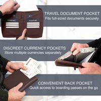 Porta Pasaportes con Bloqueo RFID para Viajes, en Oferta, de Piel Sintética con Cierre, para 6 Tarjetas