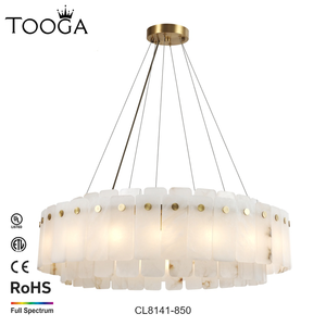 Lámpara de Araña Redonda de Alabastro y Latón de Lujo Moderno Personalizada con 18 Luces para Sala de Estar de Hotel, Lámpara Colgante Interior para Villa - Product Image 3