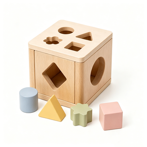 Cube de tri de formes en bois personnalisé par le fabricant, jeu de reconnaissance de blocs colorés faits à la main, jouet en bois Montessori du Vietnam - Product Image 6