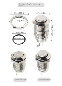 12MM Stainless Steel Button High-Flat Round Style IP67 3A 220V Ring Illuminated - Product Image 6